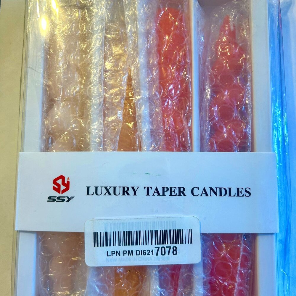 NEW!  SSY ~ Handmade Spiral Pink & Orange Luxury Tapered Candles  4 Pcs